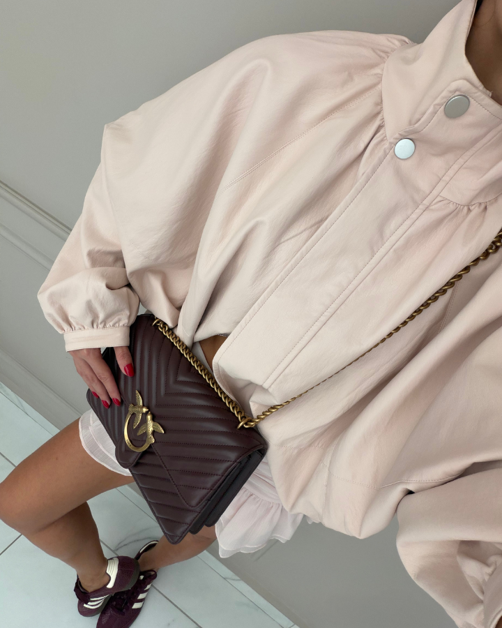 CHAQUETA CUERO PASTEL