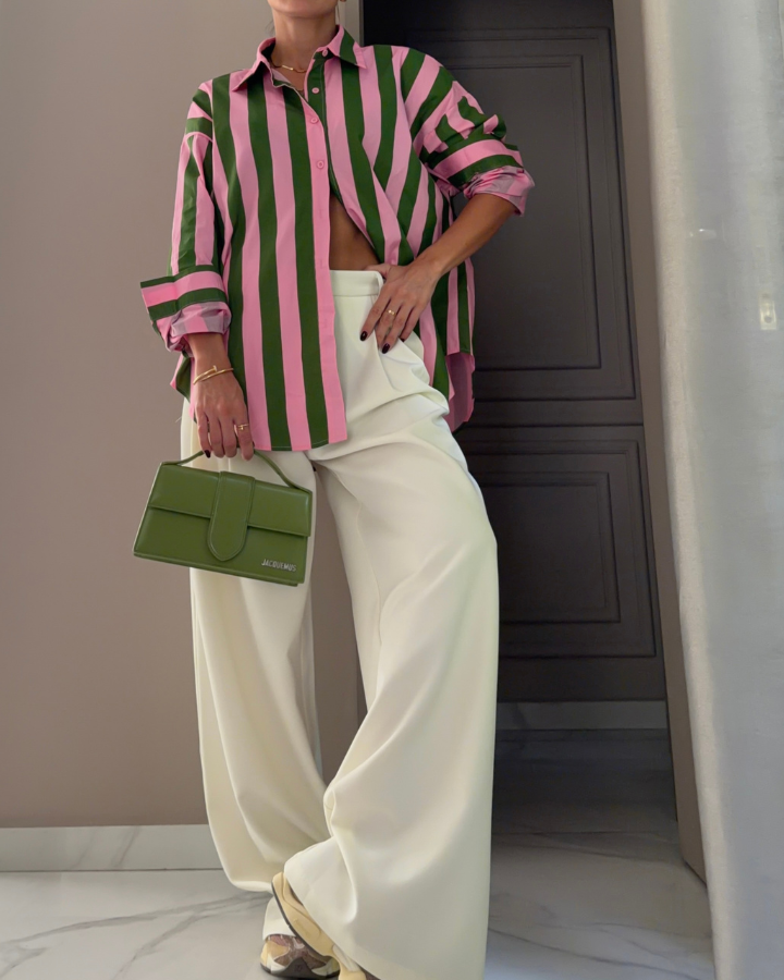 CAMISA RAYAS ROSADA VERDE