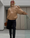 CHAQUETA CUERO CUELLO CAMEL
