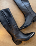 BOTAS TEXANAS NEGRAS & PUNTA PLATEADA